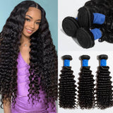 Deep Curly Virgin Hair Brazilian Bundles Full & Thick from Root to Tip Natural Color 10-30 Inch - Stariahair