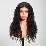 StariaHair 5"x5" Water Wave Transparent Glueless Lace Closure Wig #1B