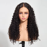 StariaHair 13"x4" Water Wave 200% Transparent Lace Frontal Wig #1B