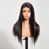 StariaHair 5"x5" HD Glueless Lace Straight 180% Closure Wig #1B