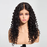 StariaHair 13"x4" Deep Wave 150% Transparent Lace Frontal Wig #1B