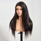 StariaHair 5"x5" HD Glueless Lace Straight 180% Closure Wig #1B