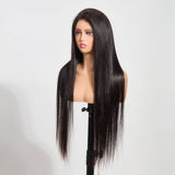 StariaHair 13"x4" Straight 150% Transparent Lace Frontal Wig #1B