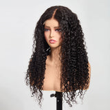 StariaHair 5"x5" Water Wave Transparent Glueless Lace Closure Wig #1B