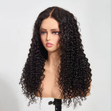 StariaHair 13"x4" Water Wave 200% Transparent Lace Frontal Wig #1B