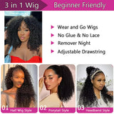 StariaHair 10A 180% Average Size Half Wig Kinky Curly Natural Black