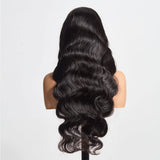 StariaHair 13"x4" Body Wave 200% Transparent Lace Frontal Wig #1B