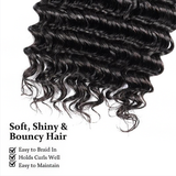 StariaHair 14-24 Inch Deep Wave Hair Bulk Hair for Braiding #1B