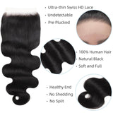 StariaHair 14-20 Inch 5"x5" HD Lace Closure Body Wave #1B