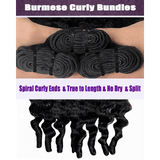 Burmese Curly Brazilian Virgin Hair Bundles Effortless Bounce Natural Color 14-30 Inch - Stariahair
