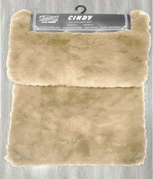 Cindy bathroom mat set Rabbit fur, 2 piece set.