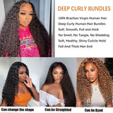 Deep Curly Virgin Hair Brazilian Bundles Full & Thick from Root to Tip Natural Color 10-30 Inch - Stariahair