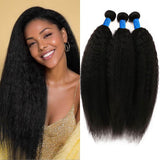 Kinky Straight Brazilian Virgin Hair Bundles Natural Texture & Seamless Blend Natural Color 14-30 Inch - Stariahair