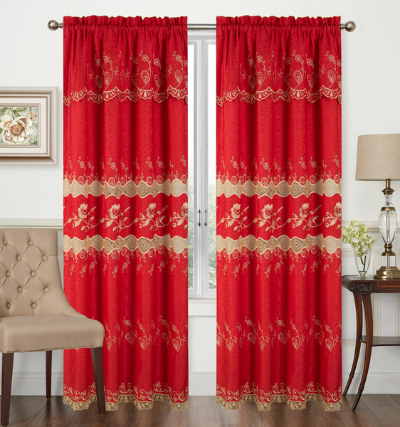 TANIA One embroidered panel with attached valance