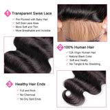 StariaHair 12-20 Inch 5"x5" Transparent Lace Closure Body Wave #1B